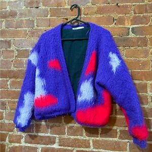 Zara Purple Brushed Finish Knit Long Sleeve Open Cardigan Sweater
